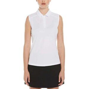 PGA TOUR Women's Airflux Quarter Zip Sleeveless Golf Polo Shirt Size XS In White